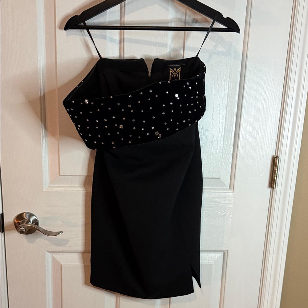 Milly Black Strapless Mini with Crystal Embellished Bandeau -New with Tags - Picture 4 of 7